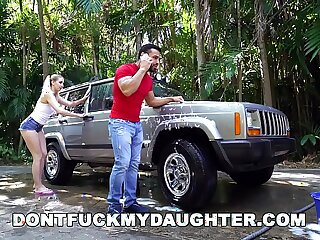 DON'T Smash MY step DAUGHTER - Super-naughty Sierra Nicole Fucks The Carwash Fellow